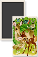 Bambi and Mother Vintage Colorful Book Page Image Fridge Magnet 2 x 3 Rigid