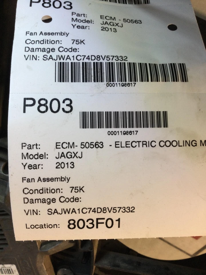 10 11 12 13 14 15 16 17 18 19 JAGUAR XJ Electric Cooling Motor - Image 3 of 3