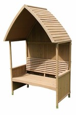 Garden Arbour with Integral Garden Bench (Natural)
