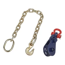 3/8" X 2' Tow Chain w/ Snatch Block Sheave 2 Ton Truck Rollback Carrier Wrecker