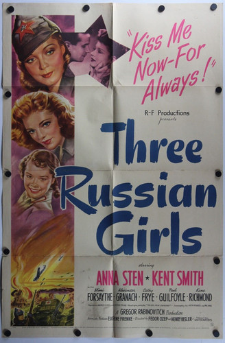 Three Russian Girls 1943 Single Sided Original Movie Poster 27" x 41"