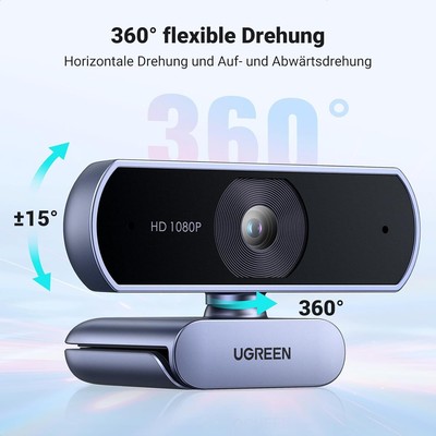 UGREEN Webcam Full HD 1080P/30fps USB Webcam for PC