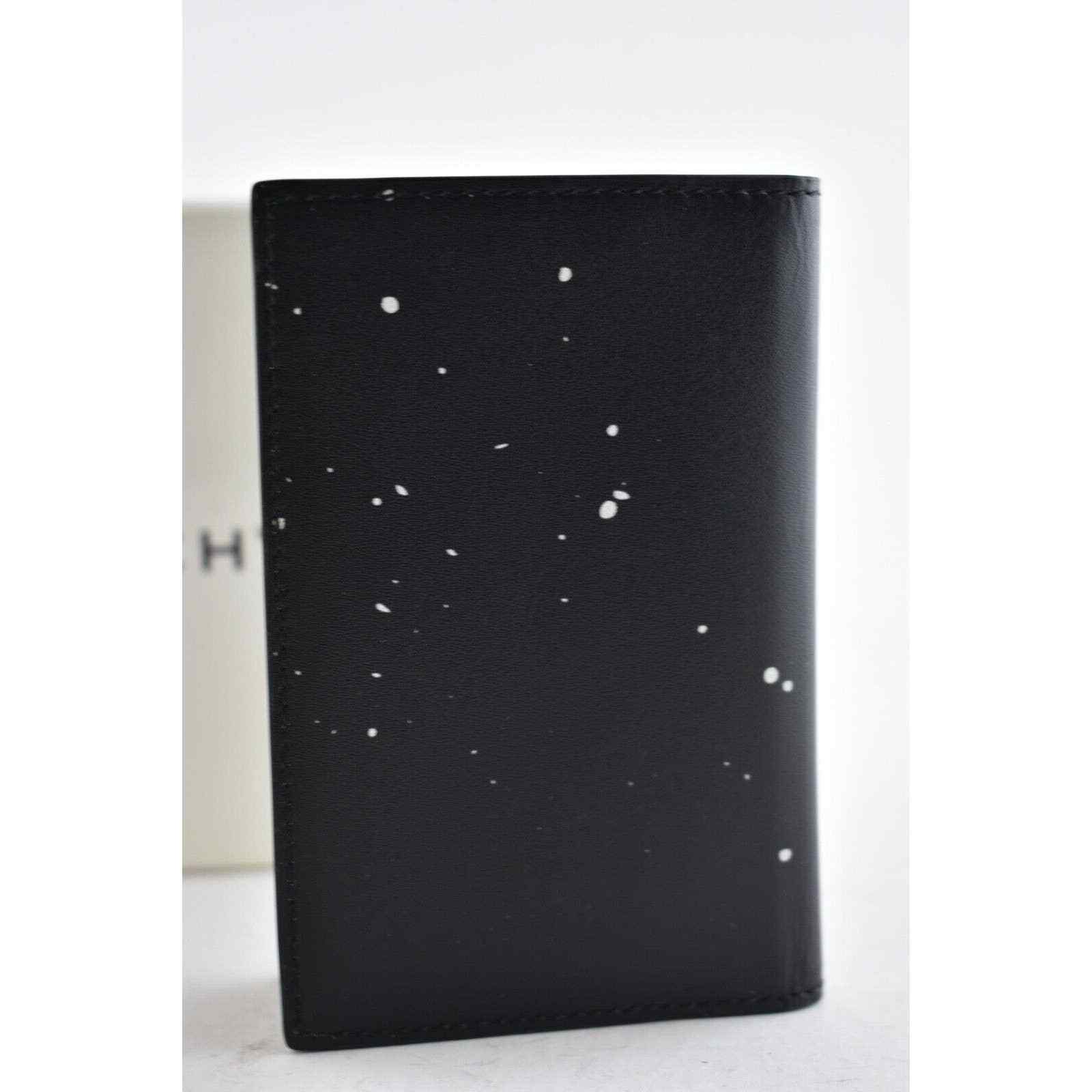 Givenchy Paint Splatter Black Leather White Logo Leather Card Case Bifold Wallet image 4