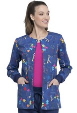 Piece Of My Heart Cherokee Scrubs Snap Front Warm Up Jacket CK301 PYHT