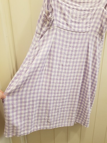 MISS SHOP Square Neck Empire Summer Dress Mauve Gingham Check Size 14-16 - Picture 15 of 15