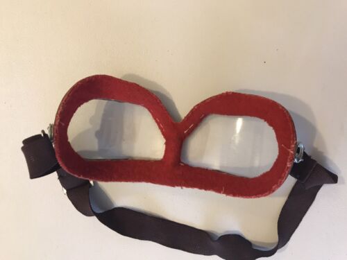 Vintage Motorcycle Glass Goggles Red Felt Flying Pilot OCT 75 - 78 Metal Rubber - Picture 9 of 10