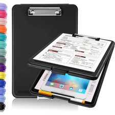 Clipboard with Storage Multiple Colors Available with Low Profile Clip