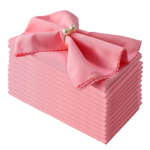 Getfitsoo Polyester Cloth Napkins Set of 12, Pink Cloth Napkins Washable Reus...
