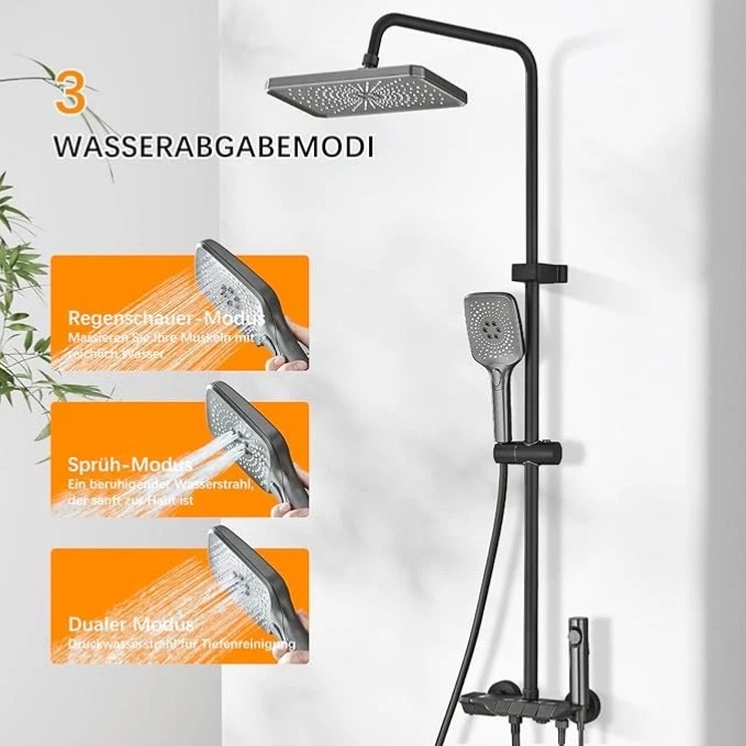 Duschsystem Höhenverstellbar Druckknopfsteuerung Duschsystem mit Kopfbrause - Bild 4 von 4