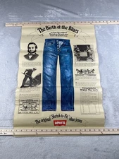 Vintage Levis The Birth of the Blues 501 Jeans Advertising Poster 90s 80s Displa