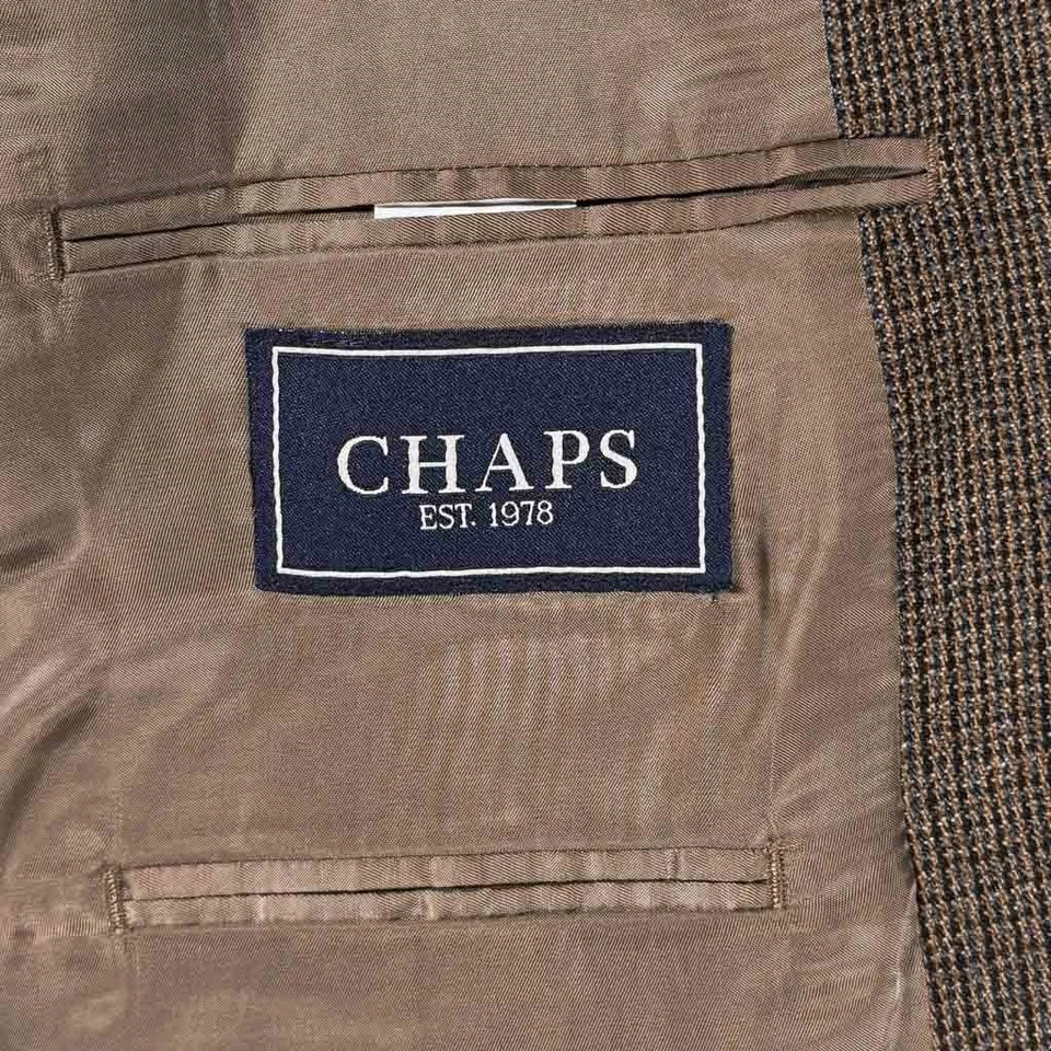 Blazer Chaps Ralph Lauren Para Hombres 44S Marrón Cuadros 100% Lana Abrigo Deportivo Chaqueta Forrada Foto 4 de 4