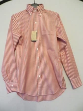 Drake's button down poplin COLLAR STRIPPED SHIRT SIZE 15.5 NEW WITH TAG