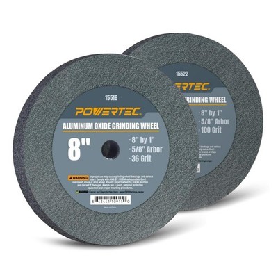 POWERTEC Bench Grinder Wheel 8 Inch White 36 36+100 Grit, 8'' Grinding Wheels 