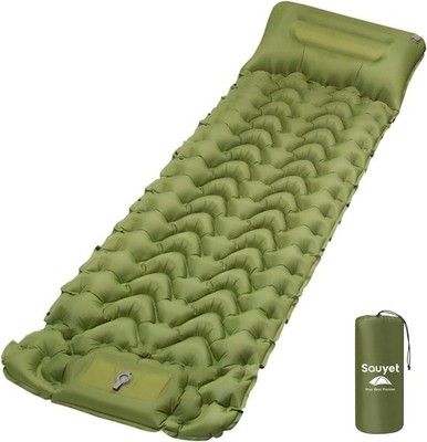 Selbstaufblasende Campingmatte Kissen Fußpumpe 10 cm Schlafmatratze aufblasbar