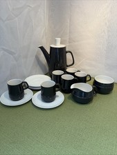 Grey And White Carlton Ware Coffee Set With Pot, 6x Cups And Saucers, Milk Sugar