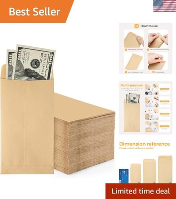 Compact 500-Pack Brown Kraft Money Envelopes with Secure Closure - 3.5 x 6.5