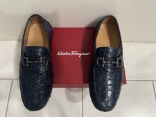 Salvatore Ferragamo Men's Parigi Dark Blue Crocodile Horsebit Loafer
