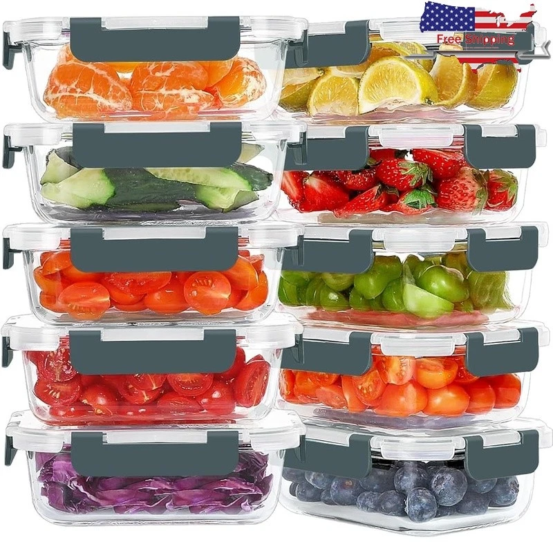 Borosilicate Glass Meal Prep Containers Airtight Food Storage Leakproof 22oz New