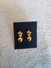 New Goldtone color star and heart earrings about 3/4 inch in length
