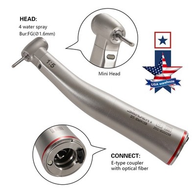 SANDENT 1:5 Contra Angle FG1.6mm LED Fiber Optic Handpiece MINI Inner Spray UPS