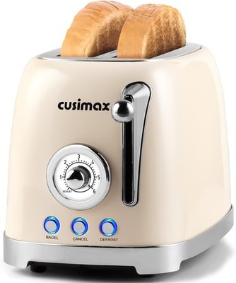 Toaster 2 Slice W/ Extra Wide Slots Bagels Stainless Steel Retro Toaster W/ 6