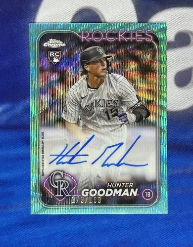 2024 Topps Chrome Hunter Goodman Rookie Auto /199 Aqua Wave (RC) #RA-HG Rockies