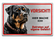 Schild Rottweiler Hundeschild Warnschild Edelstahl Optik Wetterfest