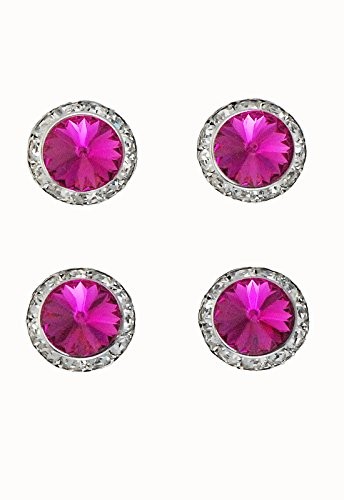 Завершающий штрих - Магнитная булавка-фиксатор - Темно-розовый камень цвета фуксии - Серебристая отделка