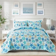 NEWLAKE Quilt Bedspread Sets - West Coastal Pattern Reversible Coverlet Set, ...