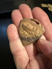 Vintage NOS Red Brass Relief Style Watch Fob Classic Speed Boat