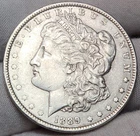 1889 P Morgan Silver Dollar, AU, 90% Silver US Coin, Morg-8943p