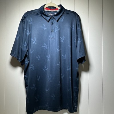 Walter Hagan Men's Large Short Sleeve Polo Shirt Blue Eagle Design