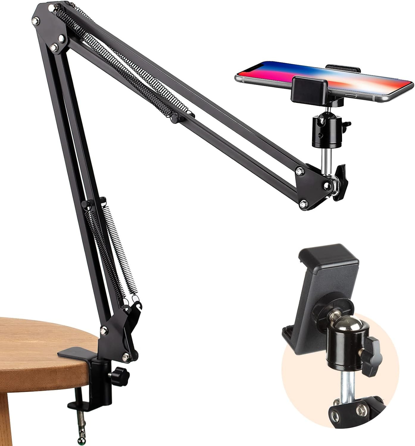 Overhead Mount Articulating Arm Phone Holder Video Webcam Stand Lazy Arm Clamp T
