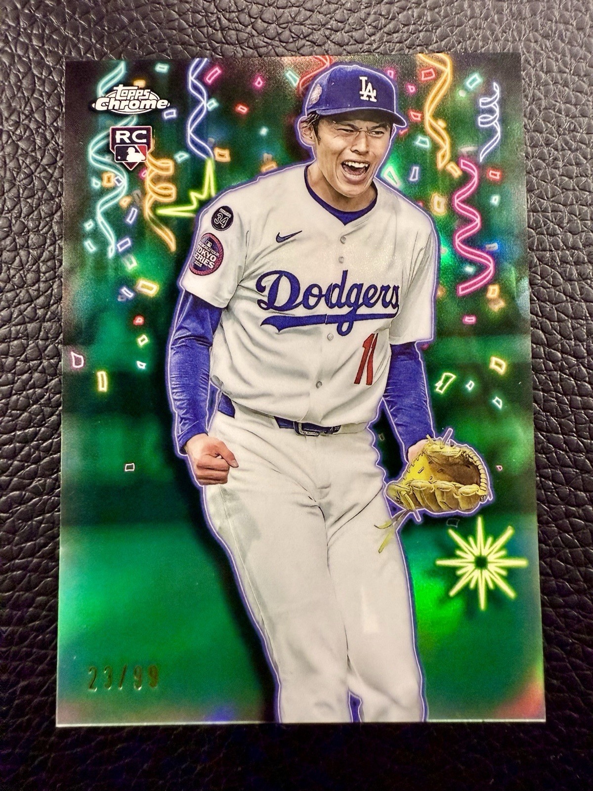 2025 Topps Chrome Update Roki Sasaki RC Celebracion 🔥Green Refractor /99