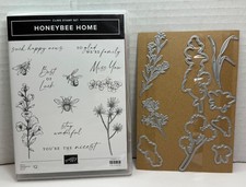 Stampin' Up- HONEYBEE HOME 157943 Rubber Stamp Set HONEY BLOOMS DIES 157951