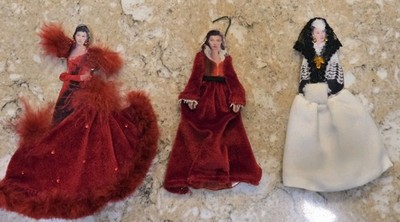 Vintage Gone With the Wind Costumes of Scarlett O'Hara Ornaments Porcelain 4.5''