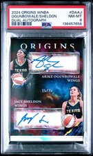 2024 Origins WNBA Universal Autographs Jacy Sheldon Arike Ogunbowale /25 PSA 8