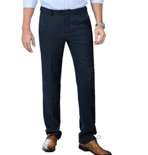 Men's Tweed Pants Herringbone Thick Wool Pleated Front Dress 30W x 30L, Navy