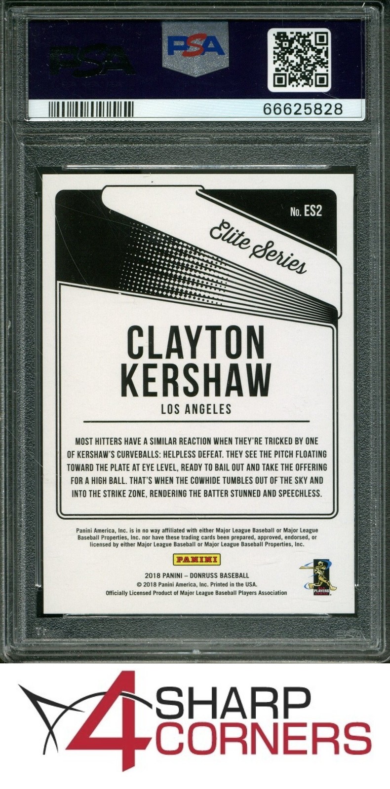 2018 PANINI DONRUSS ELITE SERIES #ES2 CLAYTON KERSHAW DODGERS #/999 POP 1 PSA 10 view 2