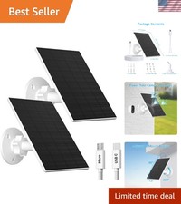 2W Solar Panel for Security Cameras - Waterproof  Adjustable Mount, 2 Pack