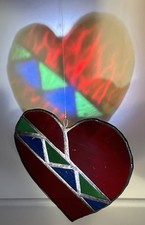 Heart Shape Stained Glass Suncatcher HandCrafted Ruby Red Window Decor 5x5 VTG