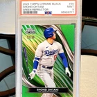 💥/99!💥 Shohei Ohtani - 2024 Topps Chrome Black - Green Refractor /99 - PSA 9