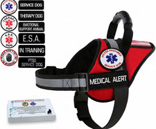 Medical Alert Service Dog Harness Vest PTSD Handle ID Pocket Mesh + 10 ADA Cards