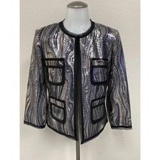 CACHE Silver Black Sequin Jacket Medium NWT 188