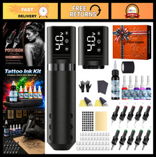 Wireless Tattoo Gun Kit - Lightweight Pen Machine, Dual Batteries, Ink Set, Ergo