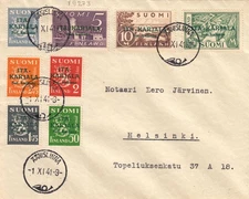 East Karelia Green Overprint Complete Set Russian Occupation Finland FDC 1941