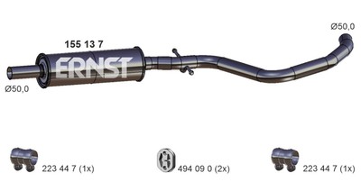 Mittelschalldämpfer ERNST 155137 für VW TOURAN 1T2 1T1