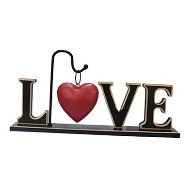 K KILIPES Rustic Wood Love Sign Table Top Decor Freestanding Cutout Block 