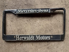Vintage Mercedes Benz license plate frame  Herwaldt Motors Fresno California — photo 1