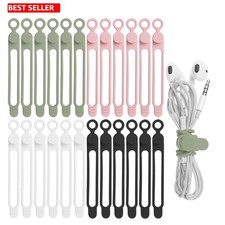 24Pcs Silicone Cable Straps Cord Organizer for Bundling Earphone, Phone Charger